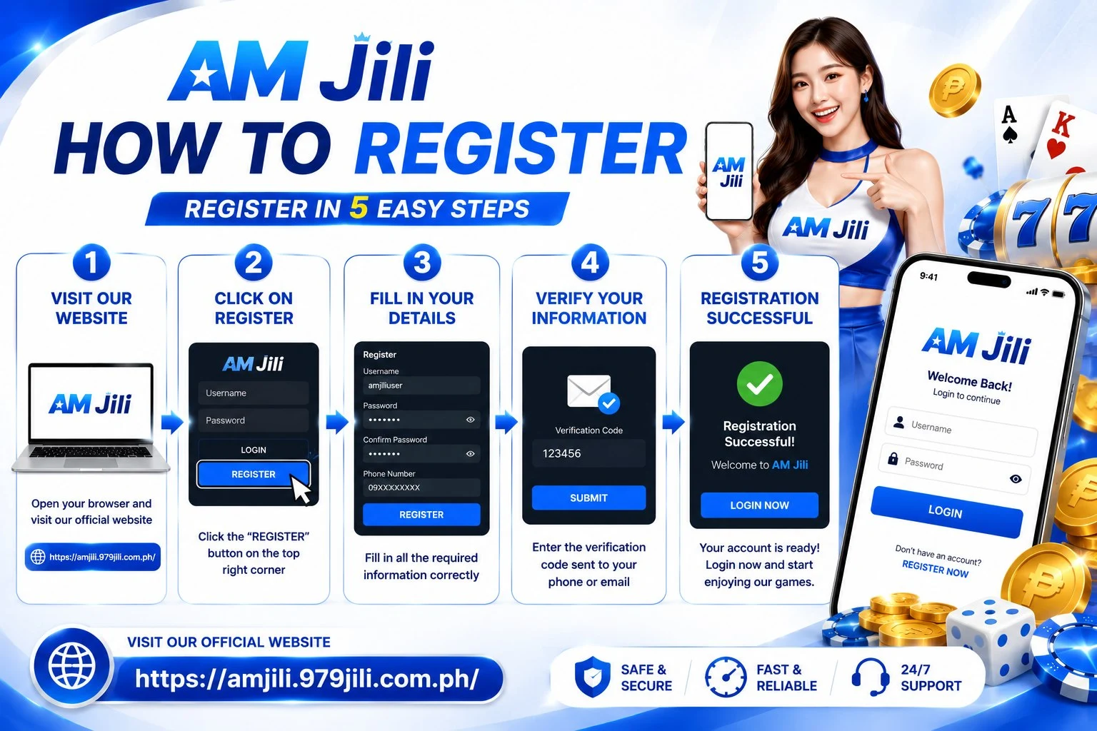 Jili Park register screen for creating a new account in the Philippines